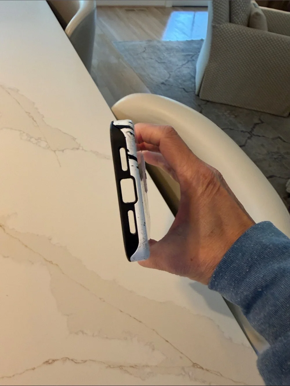 iPhone 14 White and Black Splash Protective Phone Case